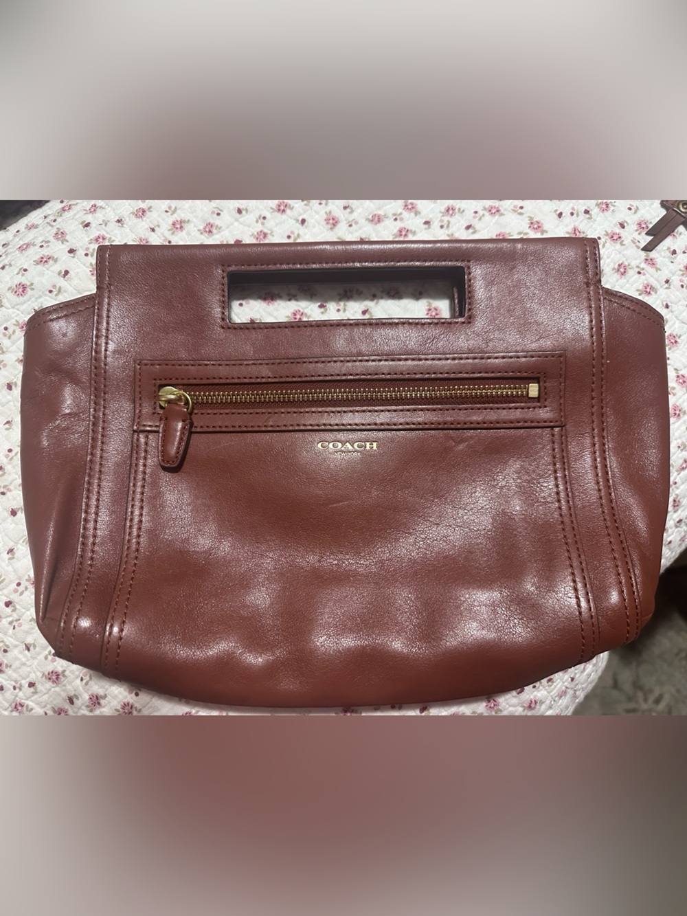 Coach Legacy Basket Clutch Brown Leather